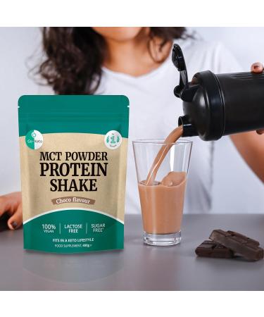Go-Keto MCT Vegan Protein Shake Chocolate Powder 400g | TCM Coconut Oil for Keto Diet | Vegan Pea and Rice Protein Best Amino Acid Profile | Sugar and Lactose Free - Buy Online on GoSupps.com