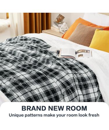 Plaid Sherpa Throw Blanket 60 x 80 - Reversible Fluffy Fleece Blanket for Couch, Bed, Sofa - Cozy & Soft Blanket for Adults - Grey - Buy Online on GoSupps.com