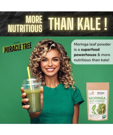 Moringa Powder Organic 8oz (227g) - Nutrient-Rich Superfood for Smoothies Moringa Tea & Moringa Powder for Hair - The True Miracle Tree Packed with Minerals Vitamins & Antioxidants Raw from India - Buy Online on GoSupps.com