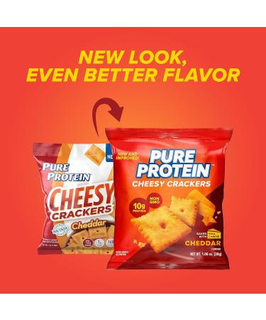 Pure Protein Cheesy Crackers Cheddar High Protein Snack 10G Protein 1.06 Oz (Pack of 12) Cheddar Cheese 1.06 Ounce (Pack of 12) - Buy Online on GoSupps.com