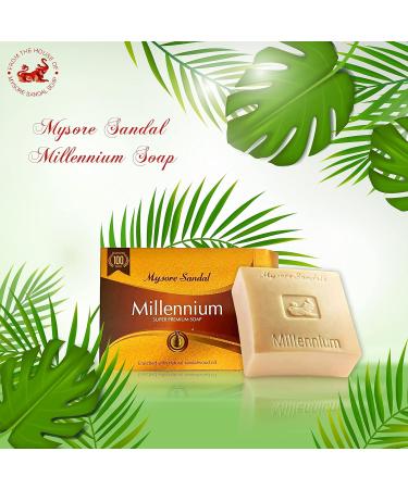 Mysore Sandal Millennium 150 GM Super Premium Sandalwood Soap - Luxurious Natural Skin Care for All Skin Types | International Shipping Available - Buy Online on GoSupps.com
