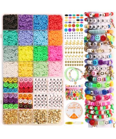 UHIBROS 5800 Pcs Clay Beads for Bracelet Making Kit, Jewelry Making Kit for Girls 16 Color Polymer Heishi Beads Bracelets Making Kit Gifts for Girls with Smiley Face Letter Beads medium
