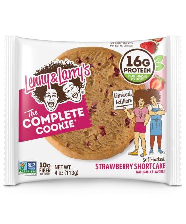Lenny & Larry's Complete Protein Cookie Strawberry Shortcake Chewy Soft Baked 16g Plant Protein Vegan Non-GMO High Fiber 4 Ounce Cookie (Pack of 12) - Buy Online on GoSupps.com