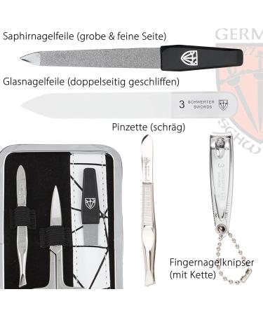 Buy Three Swords 'Genova' 6-Piece Manicure Nail Set | Synthetic Leather Etui | Scissors Clippers Glass Files & Tweezers - International Shipping Available - Buy Online on GoSupps.com