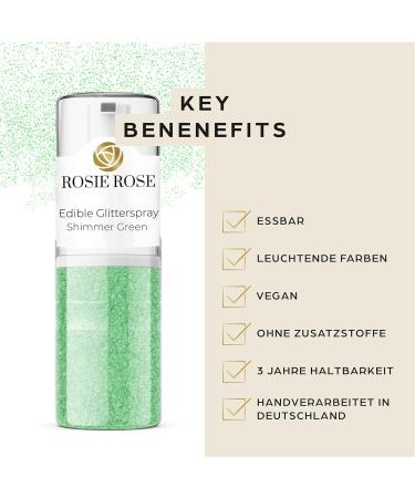 Rosie Rose Edible Glitter Spray - Shimmer Green 5g for Cakes Muffins & Creative Baking | Perfect Cake Decoration - Buy Online on GoSupps.com