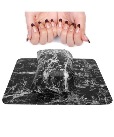 Nail Art Hand Pillow Soft Pu Leather Washable Portable Nail Art Hand Pad Non Slip for Nail Salon for Home Use(black)