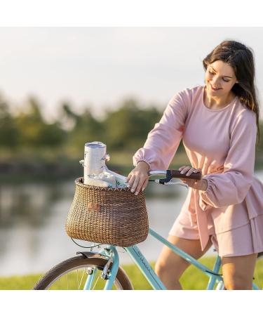 Warners Wheels Bike Basket Front for Women's and Mens Cruiser with Coffee Cup Holder  Handmade Bicycle Basket for Adult Bikes mounts to Front Handlebars of Beach Cruisers Stained - Buy Online on GoSupps.com