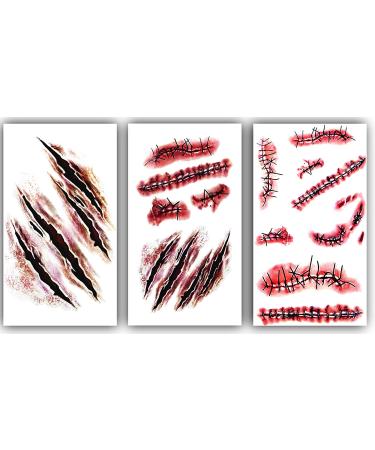 9pcs Realistic Bloody Wound Temporary Tattoo Stickers - Waterproof Halloween Makeup Props - Buy Online on GoSupps.com