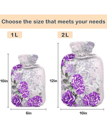 Shop Naanle Vintage Purple Rose Hot Water Bottle 2L | Transparent Cover Large Bed Warmer for Pain Relief & Cold Therapy - Buy Online on GoSupps.com
