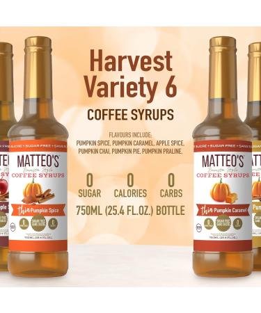 Matteo's Barista Style Sugar-Free Coffee Syrup 6 Flavour Harvest Variety Pack Zero Calories and Sugar Keto-Friendly Coffee Syrups Delicious Flavoured Coffee Syrup - 25.4 oz Syrup Bottles - Buy Online on GoSupps.com