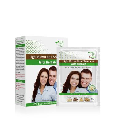 Biogreen Roots Shampoo 5 Pouches - Light Brown Hair Color Shampoo with herbals for Men and Women - New & Improved Formula - All Hair Types -with Herbals Ingredients Light Brown Hair Shampoo - 5 Pouches with 5 pair of glo...