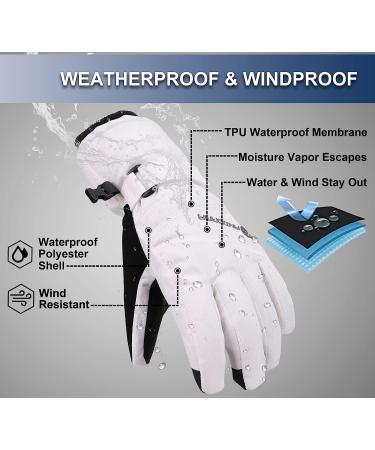 ANDORRA Women's Waterproof Touchscreen Ski Gloves - White, Size Medium - Buy Online on GoSupps.com