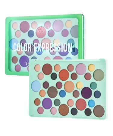 Fun Eyeshadow Palette from Rachel Roy | 36 Colors | Giftable Eye Makeup Color Expression Green Palette