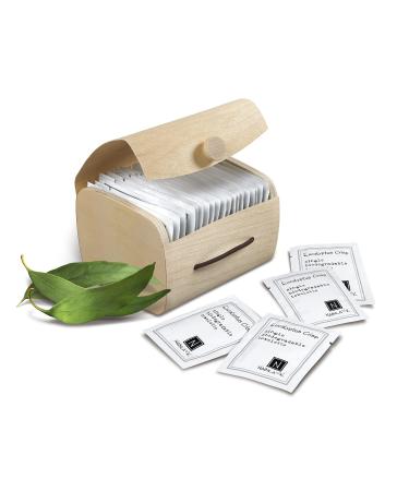 Eucalyptus Crisp Scented Moist Towelettes Single Use by Nabila K - Alcohol-Free Plant-Based with Natural Ingredients - Individually Wrapped Disposable Travel Size Wipes with Bamboo Case - 20 Count Eucalyptus Crisp 1 Count (Pack of 20)