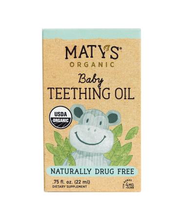 Maty’s Organic Baby Teething Oil – Soothes Swollen Gums & Relieves Pain for Teething Babies, Made with Clove and Lavender Oil – .75 fl oz