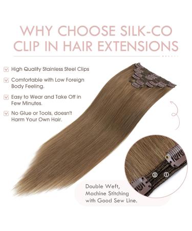 Silk Co Clip In Extensions - 18 Clips 160g Remy Real Hair - Light Brown Double Weft 06# - Premium Quality Hair Extensions - Buy Online on GoSupps.com