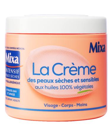 Mixa Intensif - Cr me Visage Corps Mains - Pour Peaux S ches & Sensibles - Huiles 100% V g tales - 400 ml