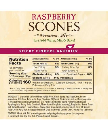 Sticky Fingers Bakeries English Scone Mix with Raspberry - Easy to Make Fresh Baked Scones - Makes 12 Scones (2pk) - Pack of 2 - Buy Online on GoSupps.com
