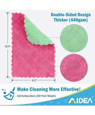 AIDEA Kitchen Dish Cloth 12-Pack - Super Absorbent Coral Fleece Dish Cloths - Premium Microfiber Cleaning Cloths - Fast Drying & Reusable Dish Rags - Buy Online on GoSupps.com