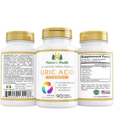 Nature's Health Uric Acid Cleanse - Gout Relief Supplement - 90 Vegetarian Capsules - Buy Online on GoSupps.com