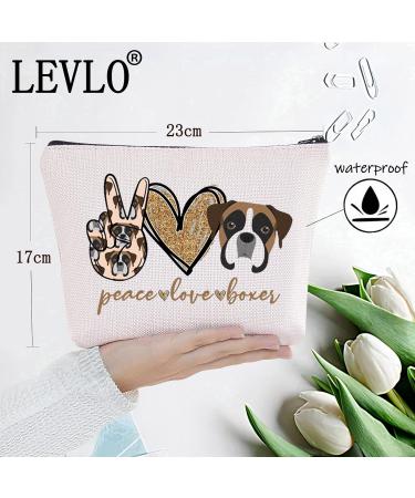 Levlo Boxer Dog Cosmetic Bag | Perfect Gift for Dog Owners | Peace Love Boxer Make-up Bag for Women & Girls - Buy Online on GoSupps.com