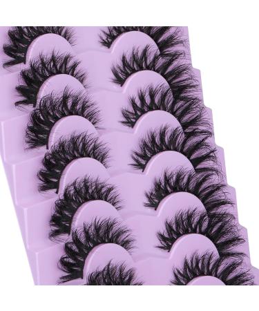 Mnik Lashes Fluffy False Eyelashes 7 Pairs 20mm D Curl Russian Wispy Cat Eye Natural Look - FANXITON D-20MM-02 - Buy Online on GoSupps.com