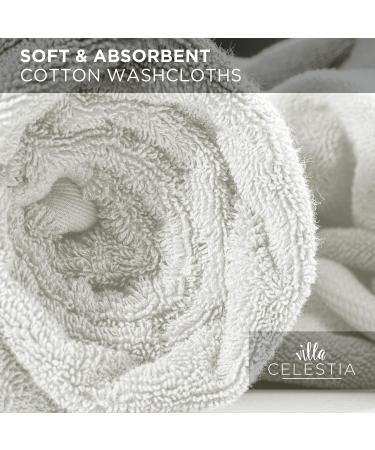 Villa Celestia Premium 100% Cotton White Wash Cloths for Body and Face - Luxury Face Towels 650 GSM (Pack of 6) - Buy Online on GoSupps.com