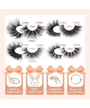 GVEFETIEE Wispy 20MM Long Dramatic False Eyelashes - 20 Pairs Fluffy Volume Mink Lashes, 4 Styles, Reusable Handmade Soft Faux Mink Eye Lashes Pack - A-Wanda - Buy Online on GoSupps.com