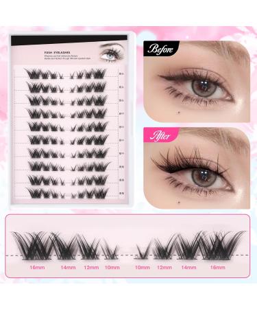 DIY Individual Lash Extension Kit - Fluffy Mink Fox Eye Lashes - Natural Look - 80pcs 10pairs - X-Cluster Lashes Kit 8-16MM - Buy Online on GoSupps.com