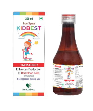 HealthBest Kidbest Iron (Haematinic) Syrup Zinc Folic Acid 200 ML