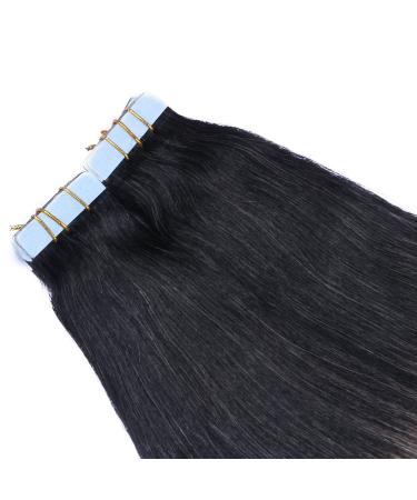 Shop 100% Remy Real Hair Tape In Extensions - #1B/Gray Ombre 40cm 30 Bricks - Premium Quality Tressen by Novon Hair Extensions - Buy Online on GoSupps.com
