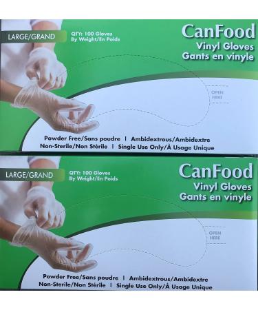 Vinyl Powder Free Glove Large Pack of 2 100 x 2 200 Pcs