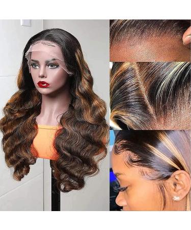 NAYUMI Ombre Lace Front Human Hair Wig 20 Inch 200% Density Balayage FB30 Body Wave - Honey Blonde Highlight for Black Women - Buy Online on GoSupps.com