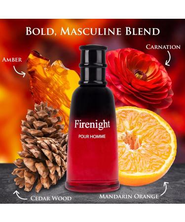 Firenight for Men Eau De Parfum 3.4 fl Oz- Top notes of Nutmeg Flower Lavender Cedar Chamomile Mandarin Orange Hawthorn Bergamot & Lemon - Citrus Cologne for Day & Night Use Elegant 100ml Bottle - Buy Online on GoSupps.com