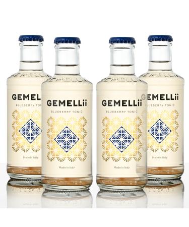 GEMELLii Blueberry Tonic Water 4x 200ml bottles natural ingredients sweetened with agave syrup Made in Italy