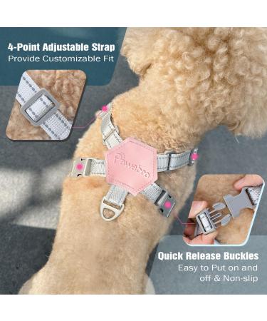 Pawaboo Dog Harness & Leash Set - Adjustable X-Frame Vest for Small & Medium Dogs - Breathable Anti-Train Design Pink (M) - International Shipping - Buy Online on GoSupps.com