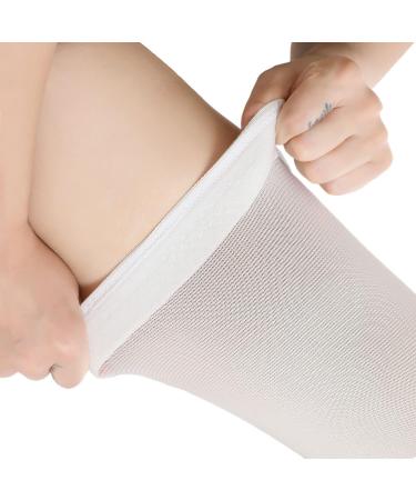 Doc Miller Thigh High Anti-Embolism Compression Socks - White 15-20mmHg Support Hose for Women & Men - Large - Buy Online on GoSupps.com