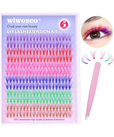 DIY Colored Lash Extensions - Wiwoseo D Curl 14MM Y-Cluster Lashes | Vibrant Individual Color Clusters - Buy Online on GoSupps.com