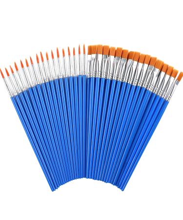 60 Pcs Paint Brushes Round Flat Small Brush Bulk for Detail Painting MIX(30Flat +30Round)