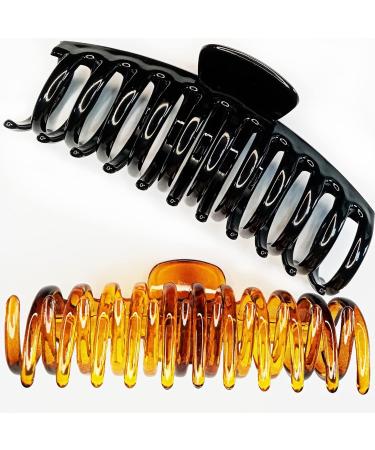 Accglory 5.5 Inches Extra Large Hair Clips for Long Thick Hair - 2 Counts, Non-Slip XL Jumbo Claw Clips Set for Women - Strong Hold, Black and Brown - Buy Online on GoSupps.com