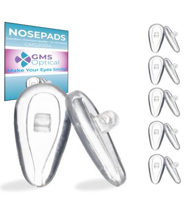 GMS Optical Air Bag Screw-in Silicone Nose Pads for Glasses, Sunglasses, and Eye-wear  14mm (5 Pair)