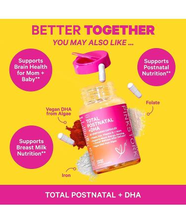 Pink Stork Postpartum Probiotic with Ashwagandha & Chamomile - Hormone Balance for New Moms | 30 Capsules - Buy Online on GoSupps.com