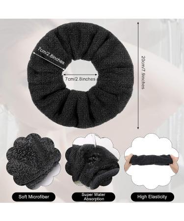 Large Microfiber Hair Drying Scrunchies and Bowtie Headbands Set - Black Gray - Buy Online on GoSupps.com