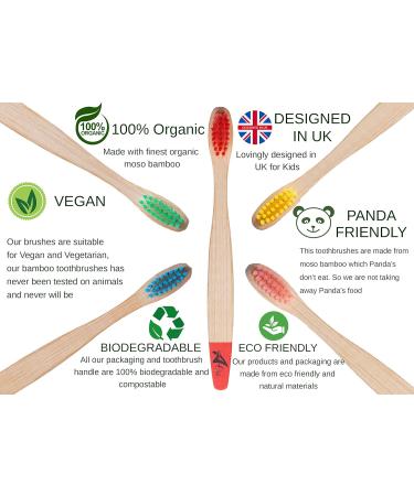 Bamboo Toothbrushes for Children - Eco-Friendly 5 Pack in Rainbow Colors | Soft BPA-Free Bristles | Biodegradable Natural Wood Toothbrushes - Buy Online on GoSupps.com