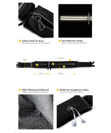 FITTEGE Plassers for Choil - Versatile Running Bag & Sports Belt for All Smartphones | Jogging Fitness & Sport | Adjustable 62-90cm Waist - Black - Buy Online on GoSupps.com