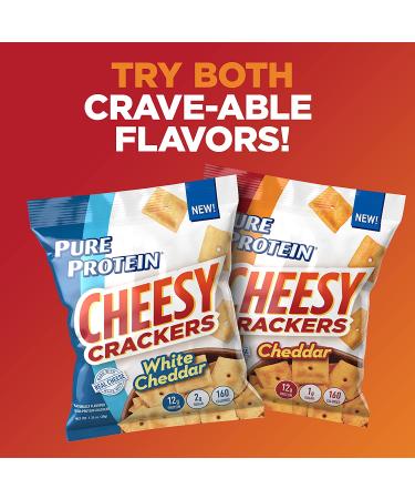 Pure Protein Cheddar Cheesy Crackers - High Protein Snack, 12G Protein, 1.34 oz, 12 Count - Buy Online on GoSupps.com
