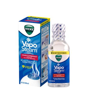 Vicks VapoSteam Medicated Liquid with Camphor a Cough Suppressant 8 Oz  VapoSteam Liquid Helps Relieve Coughing for Use in Vicks Vaporizers and Humidifiers