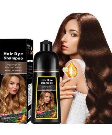 Natural Dark Brown Hair Color Shampoo for Gray Hair Hair Shampoo Dye Herbal Hair Dye Shampoo 16.9 Fl Oz(500ml)Instant Hair Dye Shampoo 3 in 1 Long Lasting Color Shampoo Hair Dye Brown Hair Shampoo Coloring in 10-15 Minut...