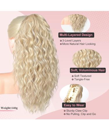 Brikabia Ponytail Extension | Long Wavy Curly Clip-In Hair Extension for Women | 40cm Cool Blonde Ponytail - Buy Online on GoSupps.com
