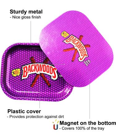 FANVA Mini Metal Rolling Tray with Magnetic Lid - Purple, Spill-Proof Cover - Decorative & Portable Storage Solution - 7 x 5.5 Inches - Buy Online on GoSupps.com